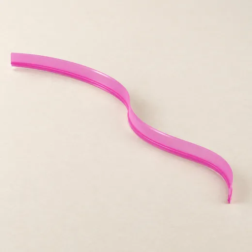 An 11 mm slider zipper profile in colour, curving across a pale background.